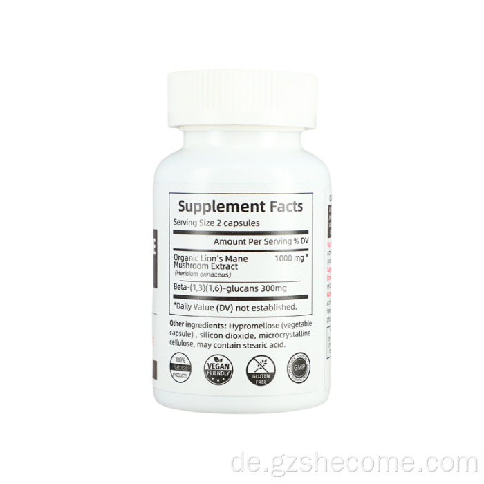 Organische Löwen Mähne Supplement unterstützen die Gesundheit des Gehirns